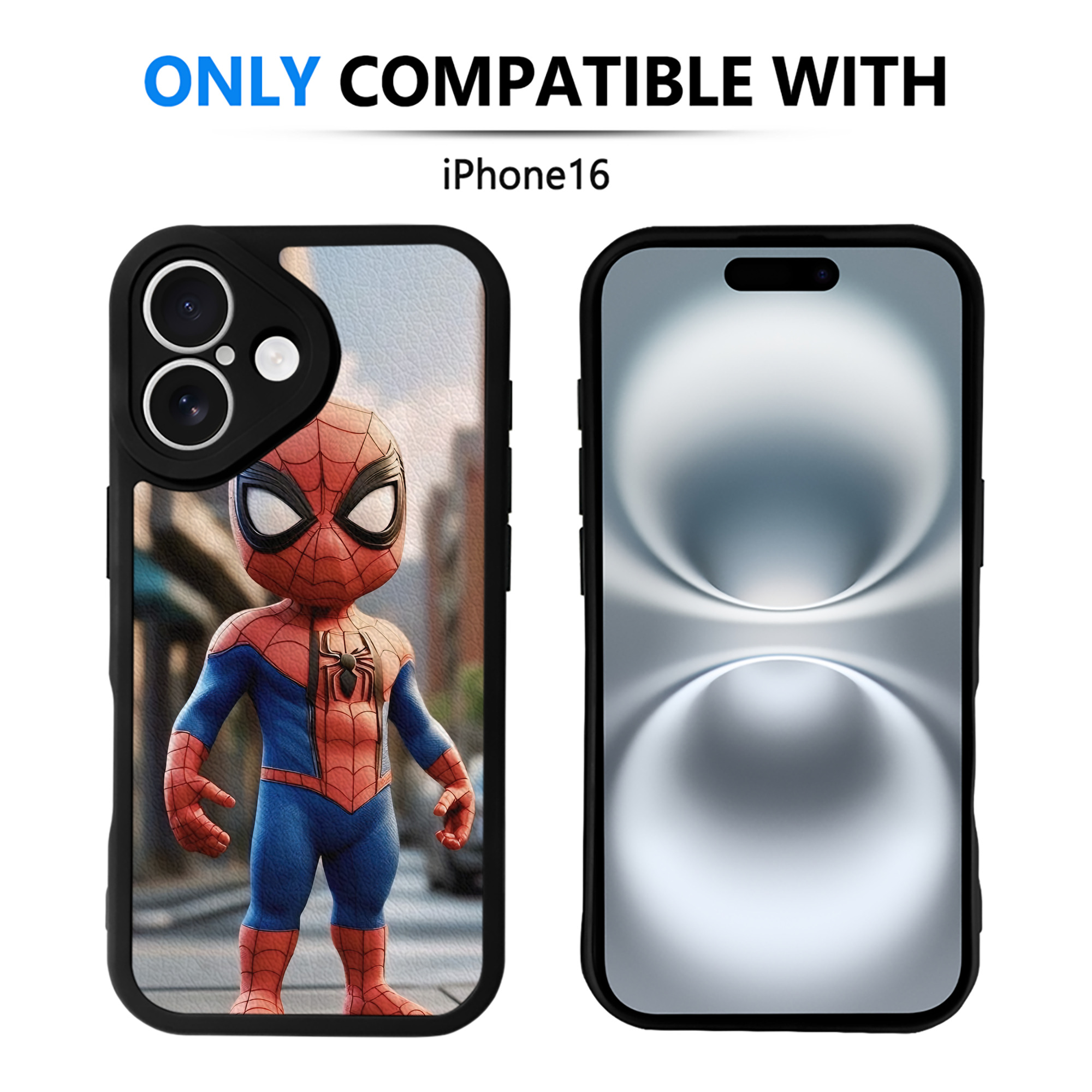 （画像用） Spider Man スパイダーマン 【iPhone 16シリーズ対応】シリコンスマホケース（レザー調） 材質：シリコン